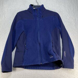 LL Bean Fleece Jacket Misses Small Polartec Navy Blue Full Zipper 3 Pockets